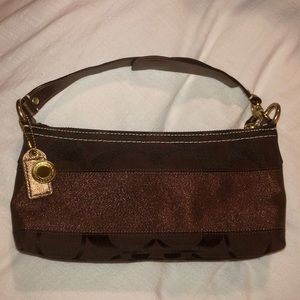 Coach chocolate brown fabric purse